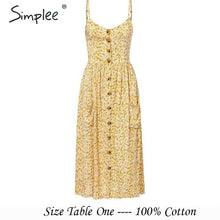 Load image into Gallery viewer, Simplee Elegant button women dress Pocket polka dots yellow cotton midi dress Summer casual female plus size lady beach vestidos