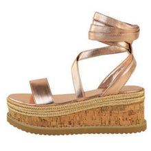 Load image into Gallery viewer, MCCKLE Women Summer Ankle Strap Sandals Open Toe Gladiator Cross Tied Fashion Female Casual Lace Up Flats Platform Ladies Shoes