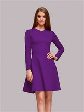 Load image into Gallery viewer, Summer Autumn Dress Women Casual Long Sleeve Dresses 2019 New Fashion O-Neck Burgundy Purple A-Line Dress Vestidos