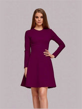 Load image into Gallery viewer, Summer Autumn Dress Women Casual Long Sleeve Dresses 2019 New Fashion O-Neck Burgundy Purple A-Line Dress Vestidos