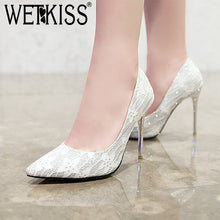 Load image into Gallery viewer, WETKISS Sequined Cloth Pumps Women Pointed Toe Footwear Shallow Bling Shoes Female High Heels Party Shoes Woman Plus Size 46