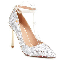 Load image into Gallery viewer, WETKISS Sequined Cloth Pumps Women Pointed Toe Footwear High Heels Bling Shoes Female Ankle Strap Shoes Woman 2019 New Spring