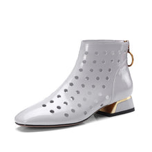 Load image into Gallery viewer, WETKISS Ankle Boots Zipper Footwear Metal Decoration Fashion Ladies High Neck Square Toe Genuine Leather Summer Shoes