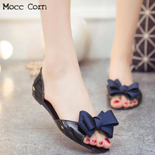 Load image into Gallery viewer, 2019 Summer Flat Sandals Bow Women Jelly Shoes Female Sandalias Slip On  Peep Toe Beach Shoes Ladies Shoes Girls Chaussure Femme