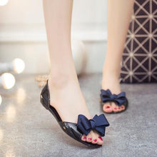 Load image into Gallery viewer, 2019 Summer Flat Sandals Bow Women Jelly Shoes Female Sandalias Slip On  Peep Toe Beach Shoes Ladies Shoes Girls Chaussure Femme