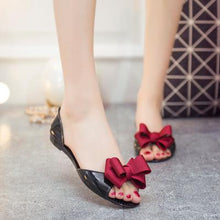 Load image into Gallery viewer, 2019 Summer Flat Sandals Bow Women Jelly Shoes Female Sandalias Slip On  Peep Toe Beach Shoes Ladies Shoes Girls Chaussure Femme