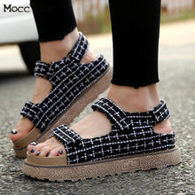 Load image into Gallery viewer, Summer Women Shoes Wedge Woman Platform Sandals Open Toe Linen Comfortable Sandals Casual Lady Beach Shoes Plus Size 41 42 43
