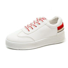 Load image into Gallery viewer, White Genuine Leather Sneakers High Platform Shoes Flat Spring Autumn Breathable Comfortable Sneakers Lace Up Platform Flats