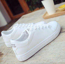 Load image into Gallery viewer, Women Sneakers 2018 Spring Autumn Soft PU Ladies Leather Flats Woman Shoes Fashion Lace-Up Breathable White Women Casual Shoes