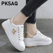 Load image into Gallery viewer, women Sneakers Casual shoes 2019 Leather Fashion Spring Summer Autumn Wedge Shoes For Women Creepers Female Slip on Sneakers