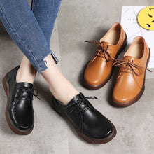 Load image into Gallery viewer, 2019 Spring women oxford shoes ballerina oxford shoes women genuine leather shoes moccasins lace up loafers white shoes elegant