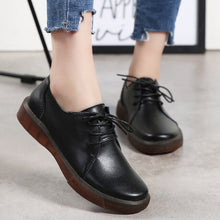 Load image into Gallery viewer, 2019 Spring women oxford shoes ballerina oxford shoes women genuine leather shoes moccasins lace up loafers white shoes elegant