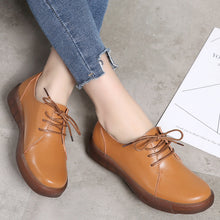 Load image into Gallery viewer, 2019 Spring women oxford shoes ballerina oxford shoes women genuine leather shoes moccasins lace up loafers white shoes elegant