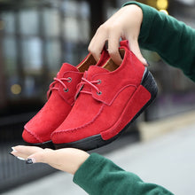 Load image into Gallery viewer, 2019 Spring women oxford shoes flats shoes women leather suede Platform Autumn casual boat shoes flats Wedges ladies footwear