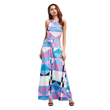 Load image into Gallery viewer, Women Long Dress Sexy Beach Summer Party Midi Halter Dresses Backless Female Sleeveless Patchwork Elegant Ladies Clothing #F
