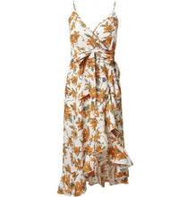 Load image into Gallery viewer, Berydress Sexy Spaghetti Straps Sleeveless Womens Dress V Neck Print Ruffled Vestidos Summer Bohemian High Low Belted Dresses