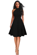 Load image into Gallery viewer, Berydress Vintage Women Sexy Halter Neck Wedding Party Vestidos Sleeveless Racer Front White Black A-Line Midi Skater Dresses