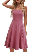 Load image into Gallery viewer, Berydress Sexy Sleeveless Summer Beach Flattering Sundress Casual Knee Length A-line Swing Button Down Solid Cotton Pink Dresses